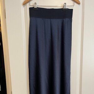 Theory Navy Silky Midi Skirt with side slits Size L